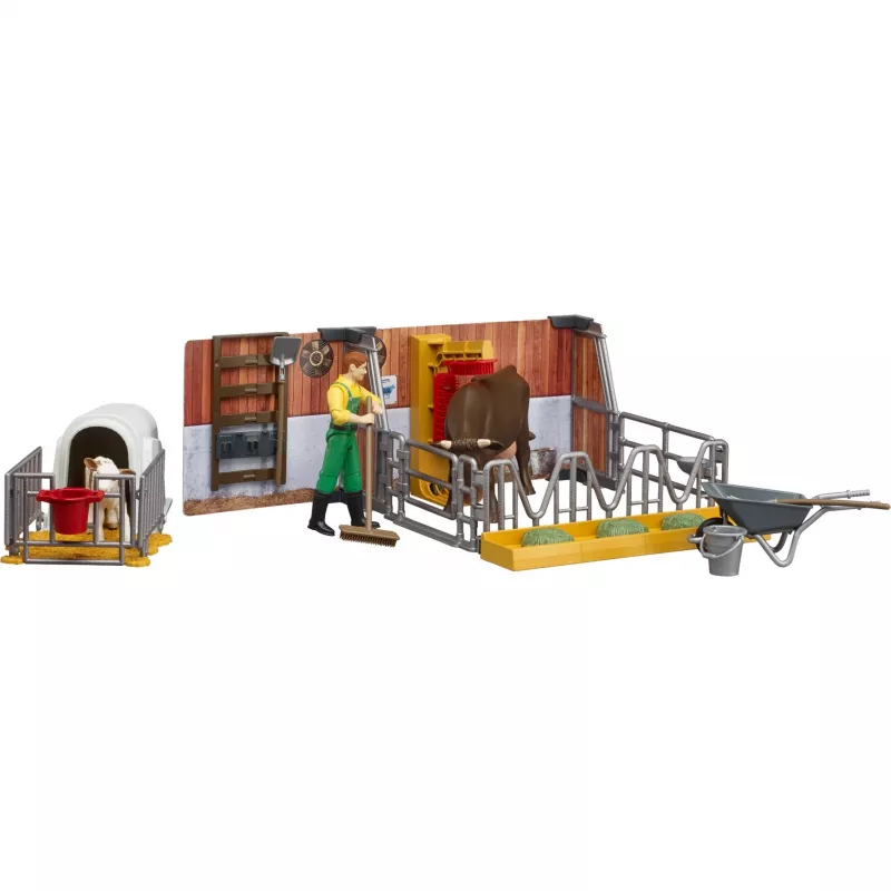 BRUDER bworld stalla per mucche e vitelli con contadino (multicolore)