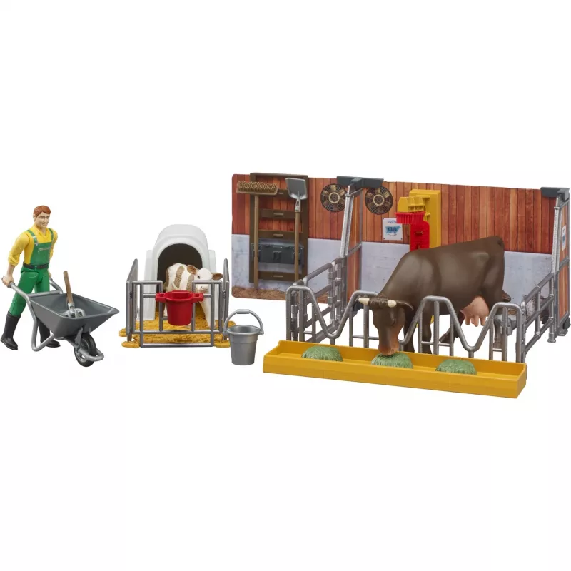 BRUDER bworld stalla per mucche e vitelli con contadino (multicolore)
