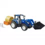 Trattore BRUDER New Holland T5.120 con caricatore frontale, cassone di carico e forche 1:16