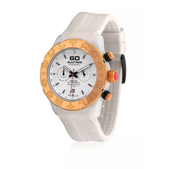 BULTACO H1PW43C-CW1 Orologio da donna analogico al quarzo 43mm cinturino in pelle bianco
