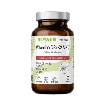 BWN BIOWEN Vitamine D3 + K2 MK-7 Integratore alimentare – 90 capsule