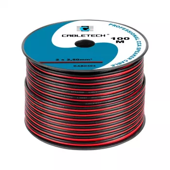 CABLETECH CCA Cavo per altoparlanti 2,5 mm nero-rosso 2 conduttori piattina rotolo bulk