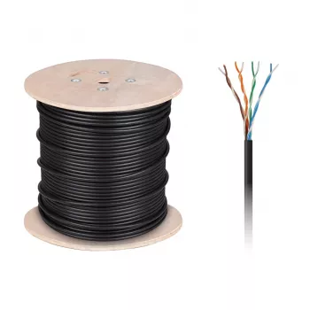 CABLETECH cavo per computer in rame - UTP Cat5e Twisted Pair + gel, 305 m, nero, per esterni