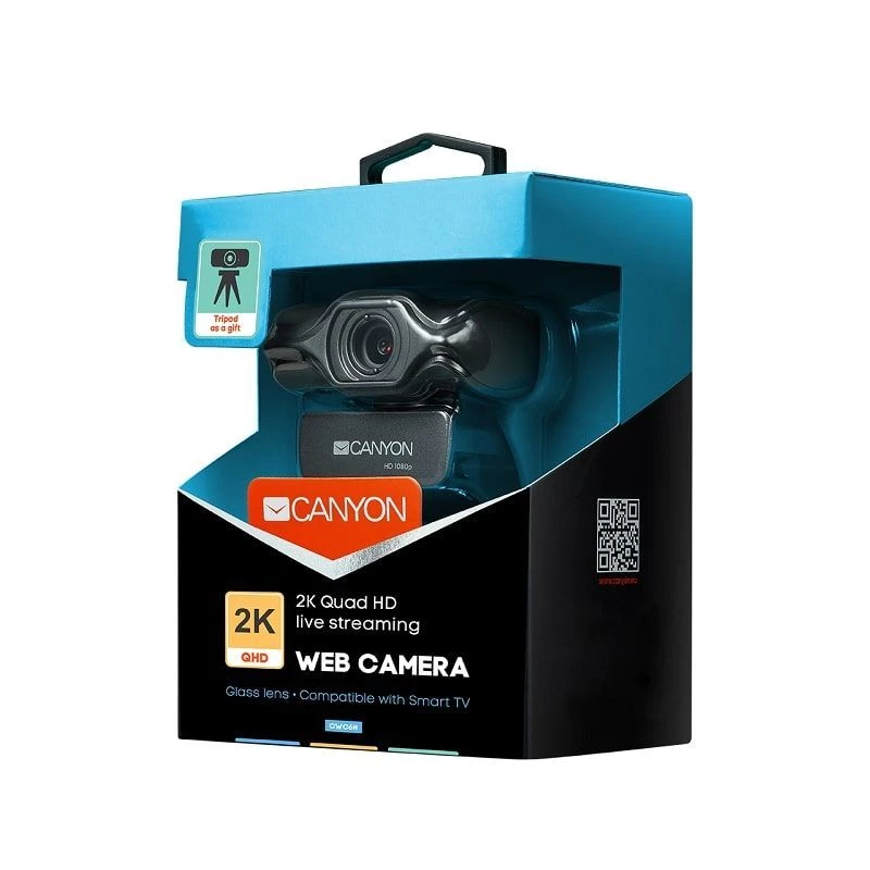 Canyon C6 webcam 2K Ultra Full HD 3.2MP con USB 2.0, nero