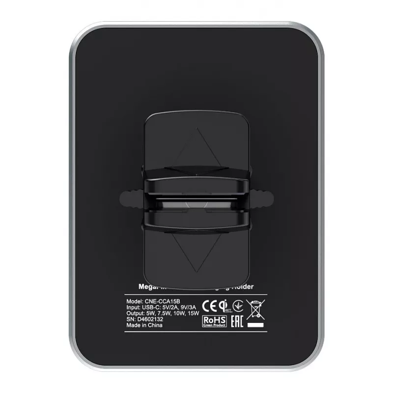 CANYON CH-15 Supporto auto e caricatore wireless MegaFix, 15W, USB-C, nero