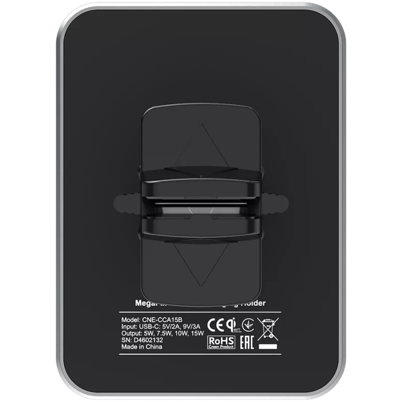 CANYON CH-15 Supporto auto e caricatore wireless MegaFix, 15W, USB-C, nero