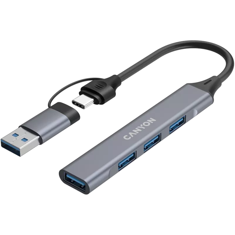 CANYON DS-02 hub USB-A/C 4 in 1, grigio