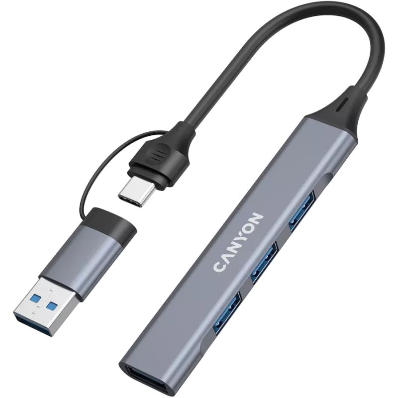 CANYON DS-02 hub USB-A/C 4 in 1, grigio