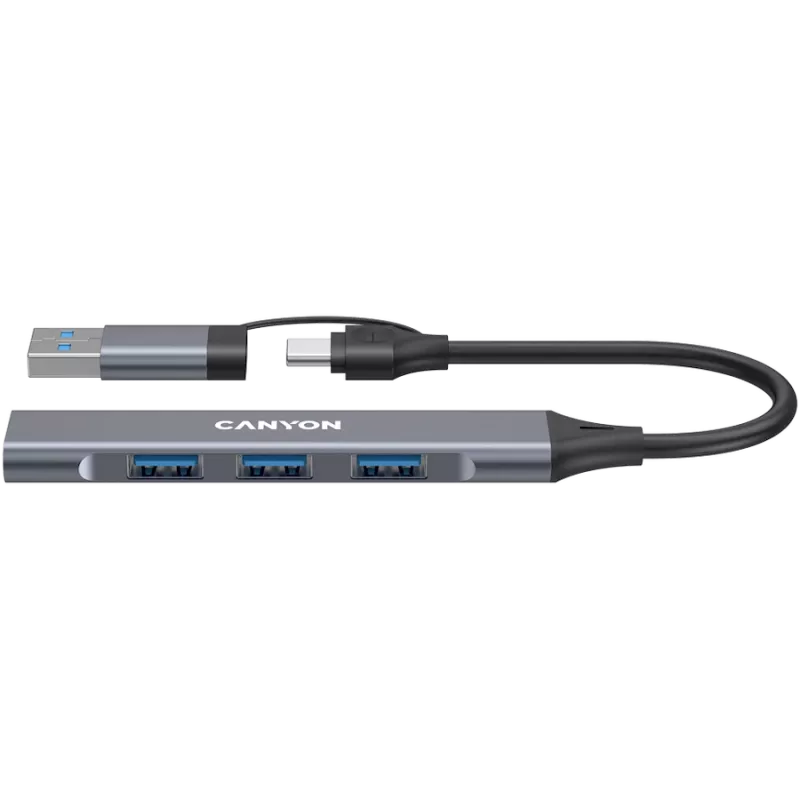CANYON DS-02 hub USB-A/C 4 in 1, grigio