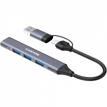 CANYON DS-02 hub USB-A/C 4 in 1, grigio