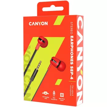 Canyon SEP-4 cuffie stereo con microfono 3,5 mm rosso