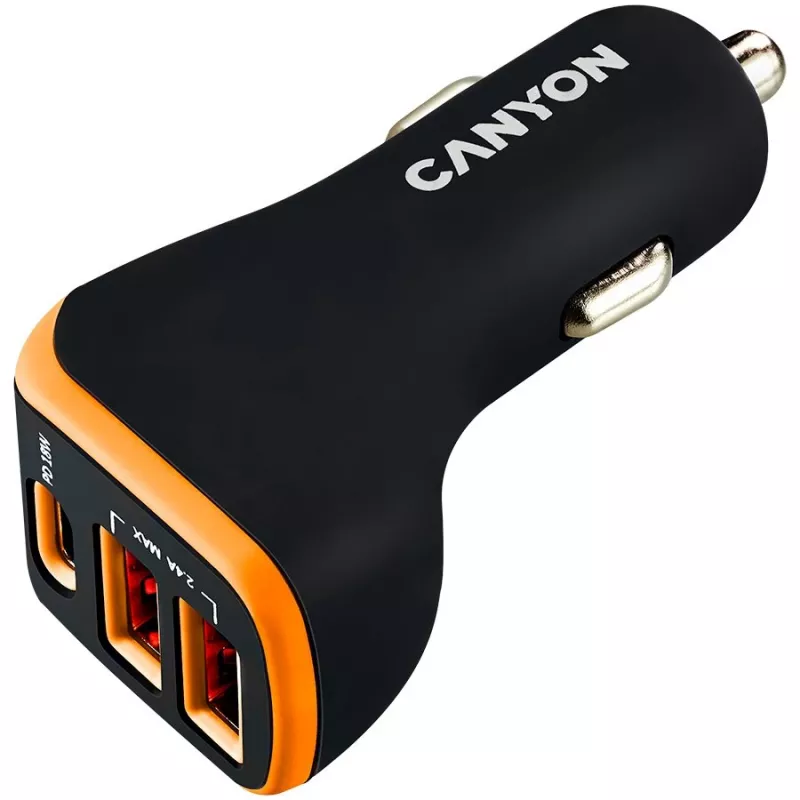 Canyon Adattatore auto universale 3xUSB ingresso 12V-24V uscita DC nero