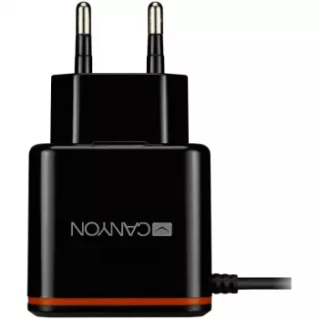Canyon caricabatterie da parete con cavo USB Type-C, 2.1A, nero