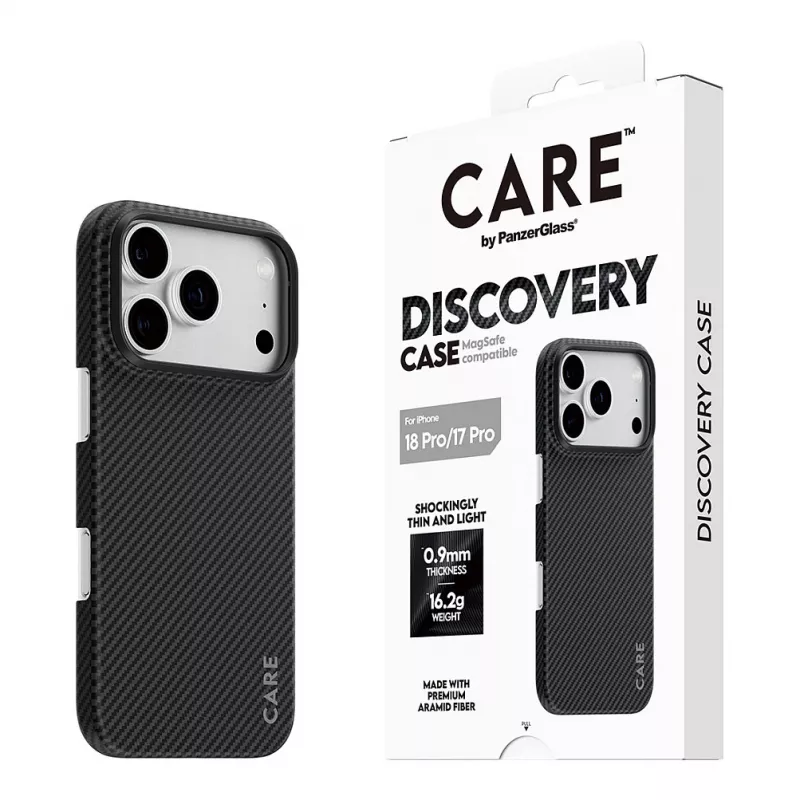 Custodia CARE by PanzerGlass Discovery compatibile MagSafe per iPhone 17 Pro – Trasparente