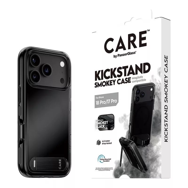 CARE by PanzerGlass custodia con kickstand Smokey Black MagSafe per iPhone 17 Pro