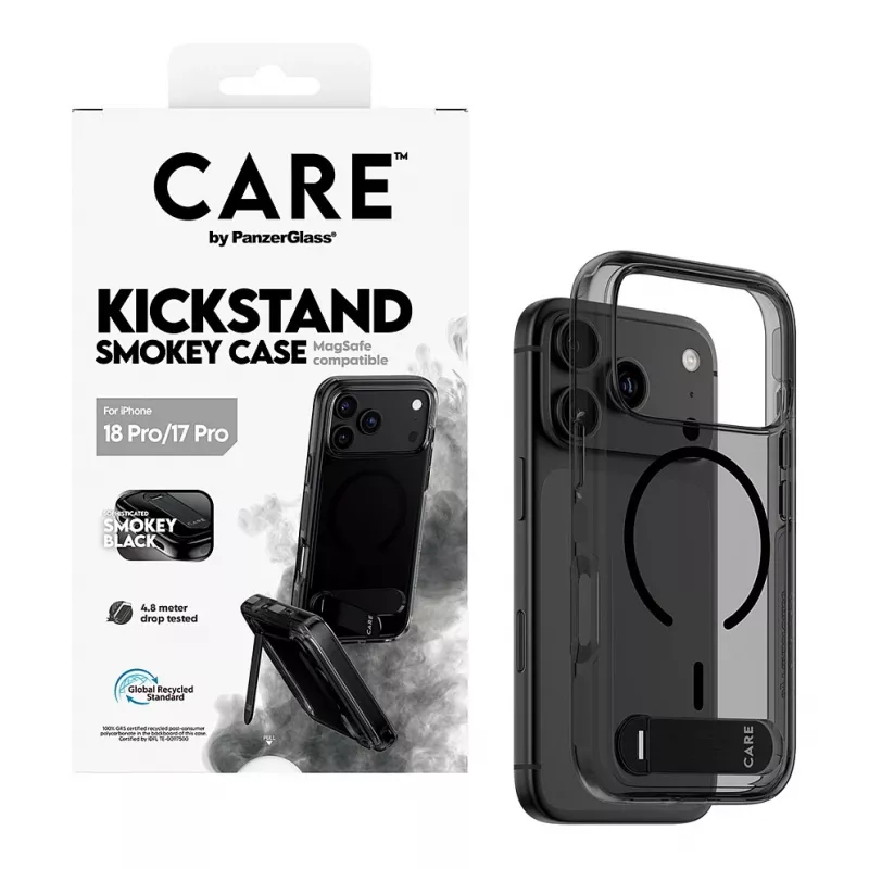 CARE by PanzerGlass custodia con kickstand Smokey Black MagSafe per iPhone 17 Pro
