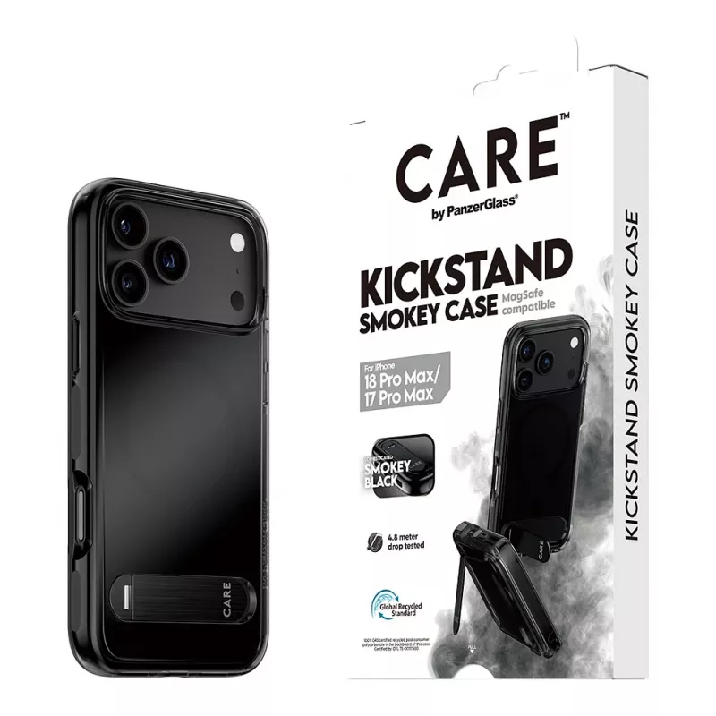 CARE by PanzerGlass Kickstand custodia Smokey con MagSafe nero per iPhone 17 Pro Max