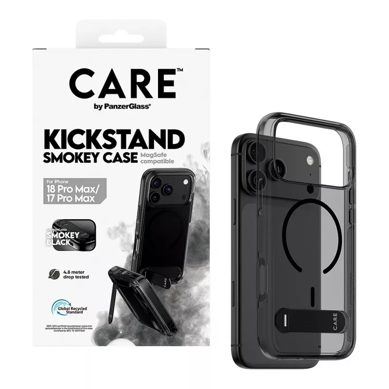 CARE by PanzerGlass Kickstand custodia Smokey con MagSafe nero per iPhone 17 Pro Max