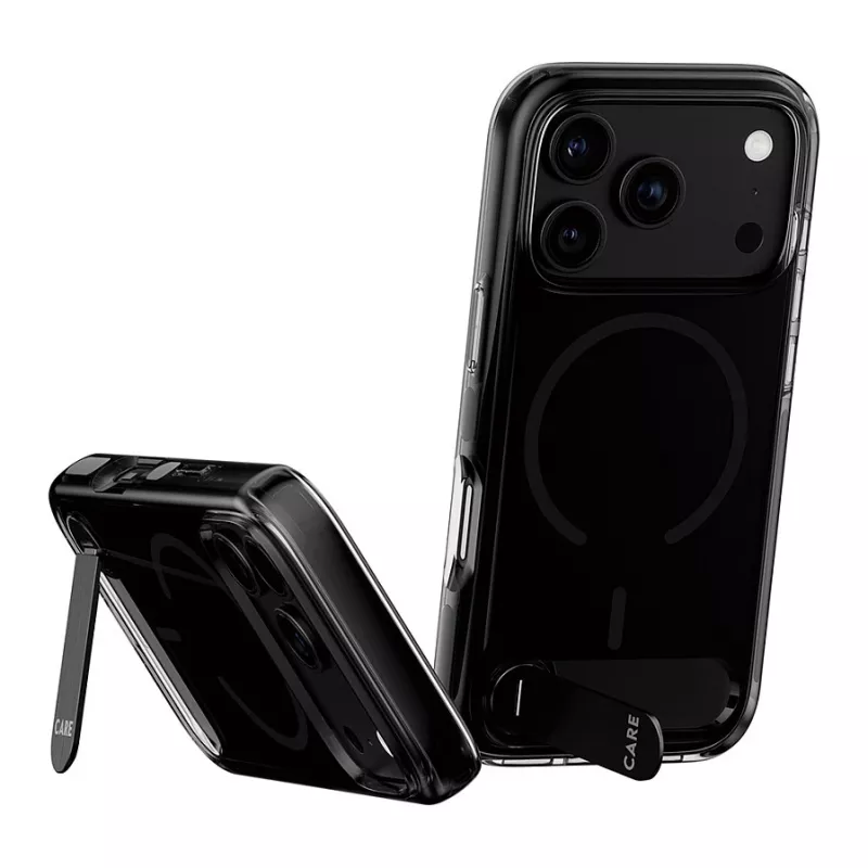 CARE by PanzerGlass Kickstand custodia Smokey con MagSafe nero per iPhone 17 Pro Max