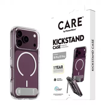 CARE by PanzerGlass Kickstand custodia trasparente con MagSafe bianco per iPhone 17 Pro