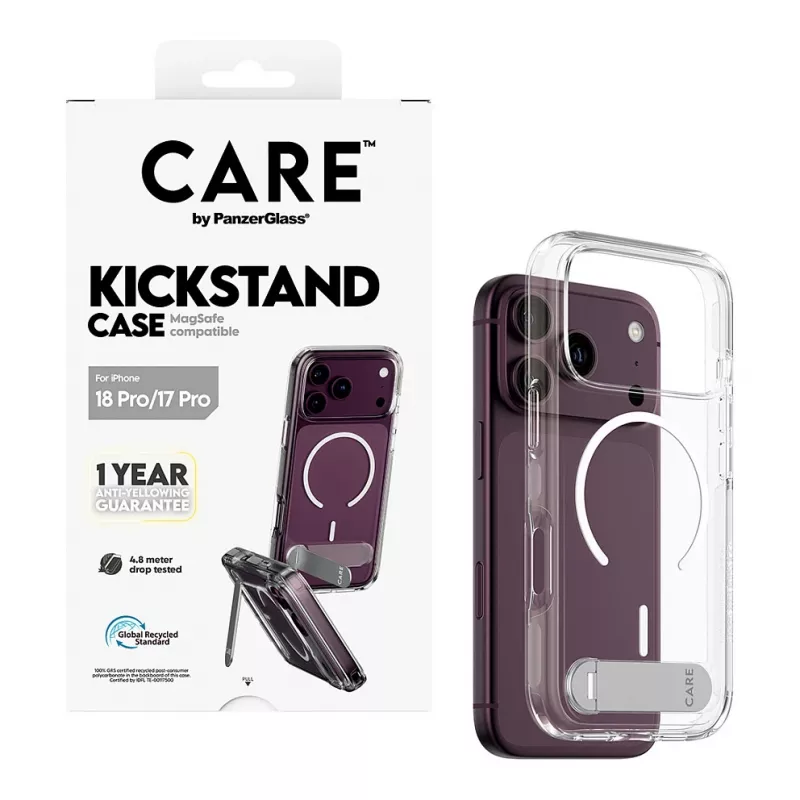 CARE by PanzerGlass Kickstand custodia trasparente con MagSafe bianco per iPhone 17 Pro
