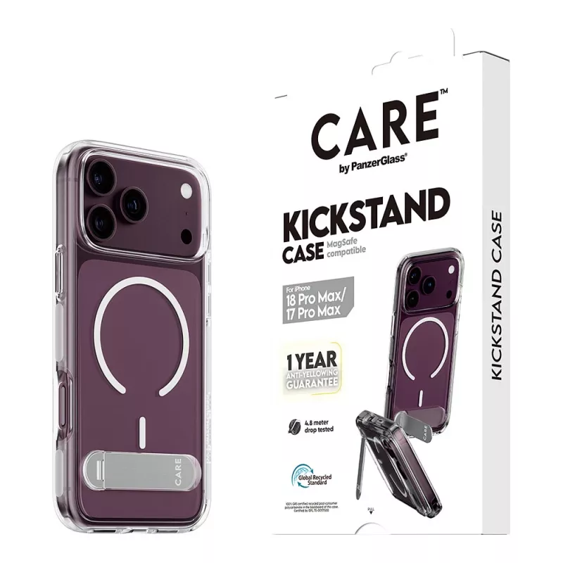 CARE by PanzerGlass Kickstand custodia trasparente con MagSafe bianco per iPhone 17 Pro Max