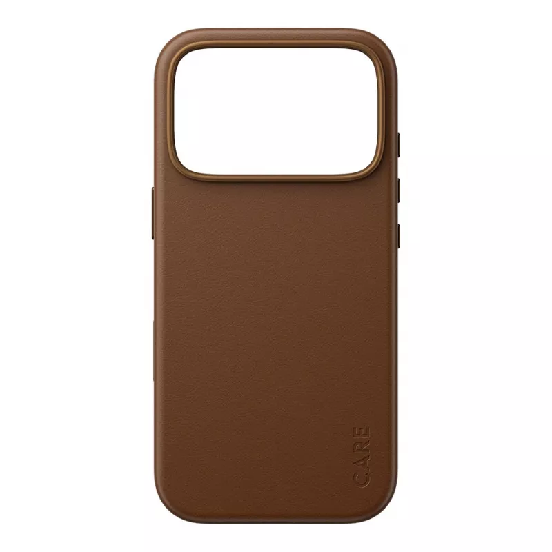 CARE by PanzerGlass Solo custodia in pelle vegana marrone compatibile MagSafe per iPhone 17 Pro