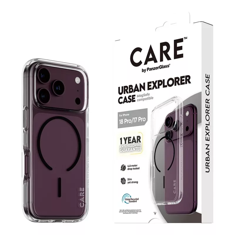 CARE by PanzerGlass Urban Explorer custodia trasparente con MagSafe nero iPhone 17 Pro