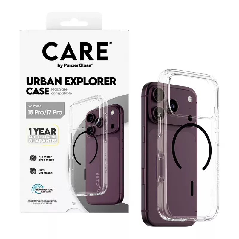 CARE by PanzerGlass Urban Explorer custodia trasparente con MagSafe nero iPhone 17 Pro