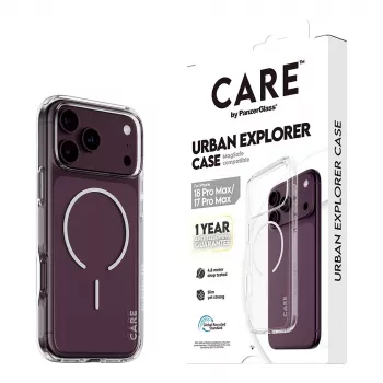 CARE by PanzerGlass Urban Explorer custodia trasparente con MagSafe bianco per iPhone 17 Pro Max