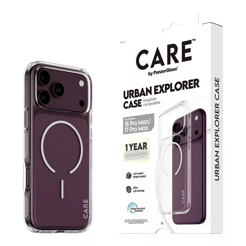 CARE by PanzerGlass Urban Explorer custodia trasparente con MagSafe bianco per iPhone 17 Pro Max