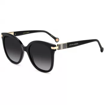 CAROLINA HERRERA HER0134S807 Occhiali da sole donna - Montatura in acetato nero, lenti in policarbonato grigie, 55/21/145 mm
