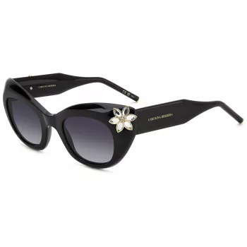 CAROLINA HERRERA Occhiali da sole donna a gatto HER0215S807 - Montatura acetato nero, lenti policarbonato grigie, 50 mm