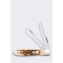 Case Mini Trapper SS Amber Bone coltello - coltello tascabile a 2 lame, acciaio inox Tru-Sharp, manico in vero Amber Bone, slipjoint, USA