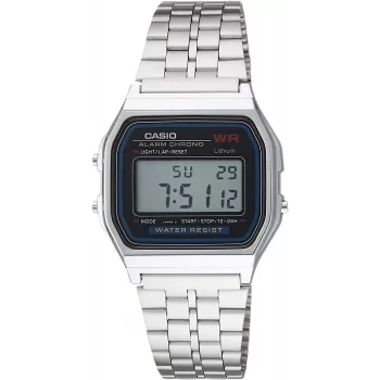 CASIO A-159WA-N1 Orologio unisex digitale al quarzo, 33 mm, argento/grigio