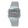 CASIO A700WM-7A Orologio digitale unisex - 37,4 mm mesh milanese argento