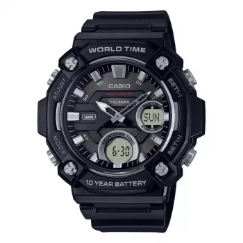 CASIO AEQ-120W-1A Orologio uomo analogico-digitale, 53,3 mm, resina nera
