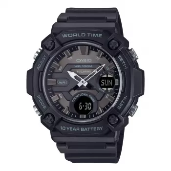 CASIO AEQ-120W-1B Orologio da uomo analogico-digitale al quarzo, 53,3 mm, resina nera