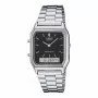CASIO AQ-230A-1D orologio unisex analogico-digitale, 38,8 mm, bracciale in acciaio inox color argento, quadrante nero