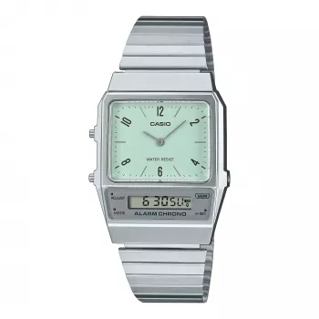 CASIO AQ-800E-3AEF Orologio digitale-analogico unisex 32mm quadrante verde acciaio inox argento