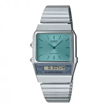 CASIO AQ-800EC-2AE Orologio unisex analogico-digitale, 40mm, argento/blu