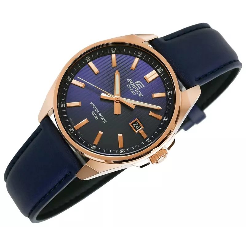 Casio Edifice EFV-150CL-2AVUEF orologio da uomo con quadrante blu e cinturino in pelle marrone