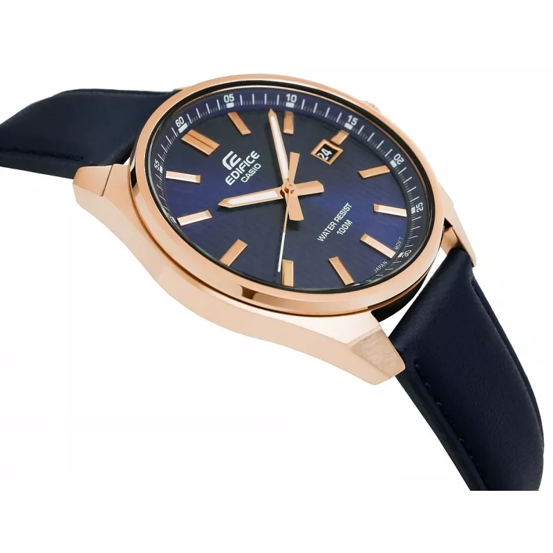 Casio Edifice EFV-150CL-2AVUEF orologio da uomo con quadrante blu e cinturino in pelle marrone