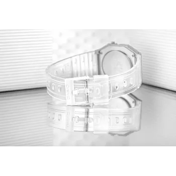 Casio F-91WS-7DF orologio digitale – cassa in resina bianca trasparente, unisex, al quarzo, retroilluminazione LED, impermeabile fino a 3 ATM