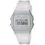 Casio F-91WS-7DF orologio digitale – cassa in resina bianca trasparente, unisex, al quarzo, retroilluminazione LED, impermeabile fino a 3 ATM