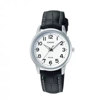 Orologio analogico CASIO LTP1303PL7BVE unisex - cassa in acciaio inox, cinturino in pelle nera, impermeabilità 50 m