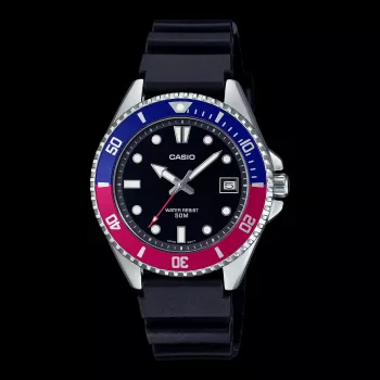 CASIO MDV-10-1A2VDF orologio da uomo analogico al quarzo, 38,5 mm, quadrante nero, cinturino in resina, 200m resistenza all'acqua