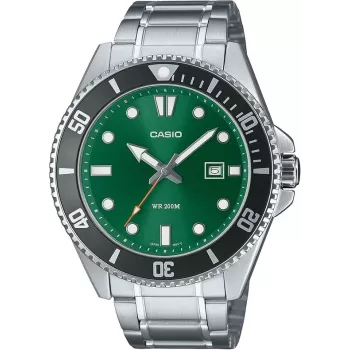 CASIO MDV107D3A2VDF Orologio da uomo analogico al quarzo, 42mm acciaio inox, quadrante verde, impermeabile 200m