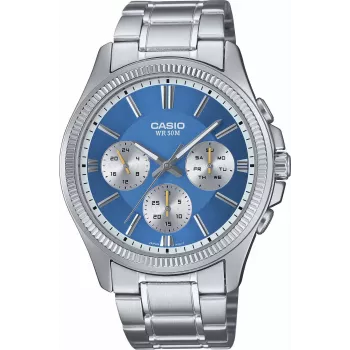 Casio Orologio analogico al quarzo da uomo MTP1375PD2A2V quadrante blu acciaio inossidabile 43,8 mm