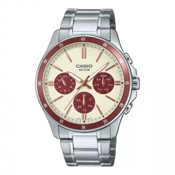Casio Orologio da uomo MTP1374D5A2VD analogico acciaio inossidabile con quadrante marrone e indicazione data/giorno